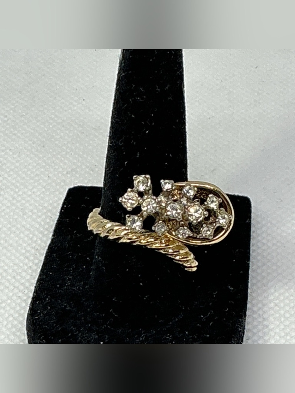 VTG Cornucopia Horn of Plenty Rhinestone Cocktail Ring